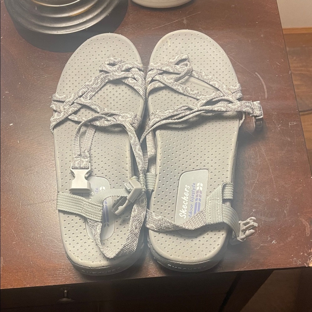 Skechers Light Gray Strappy Sandals